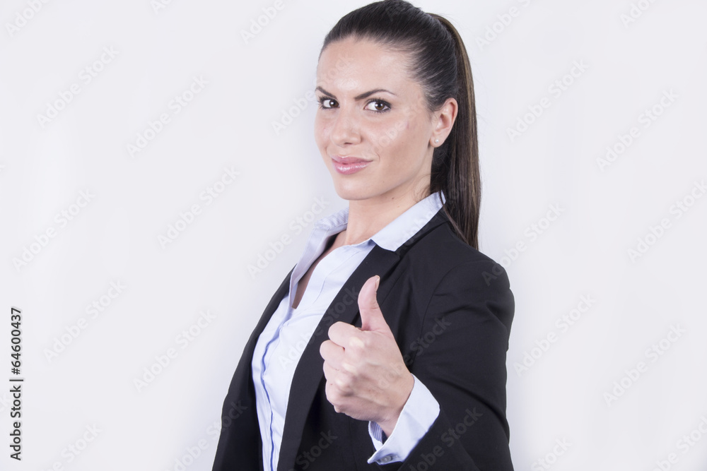 Girl next door - business woman showing thumbs-up Girl next door - business woman showing thumbs-up