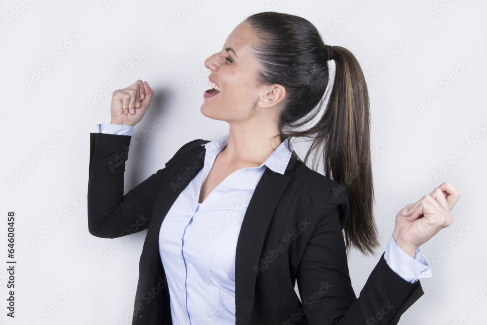 happy business woman celebrating (success, portrait) happy business woman celebrating (success, portrait)