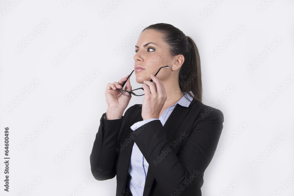 Beautiful business woman with glasses (portrait) Beautiful business woman with glasses (portrait)