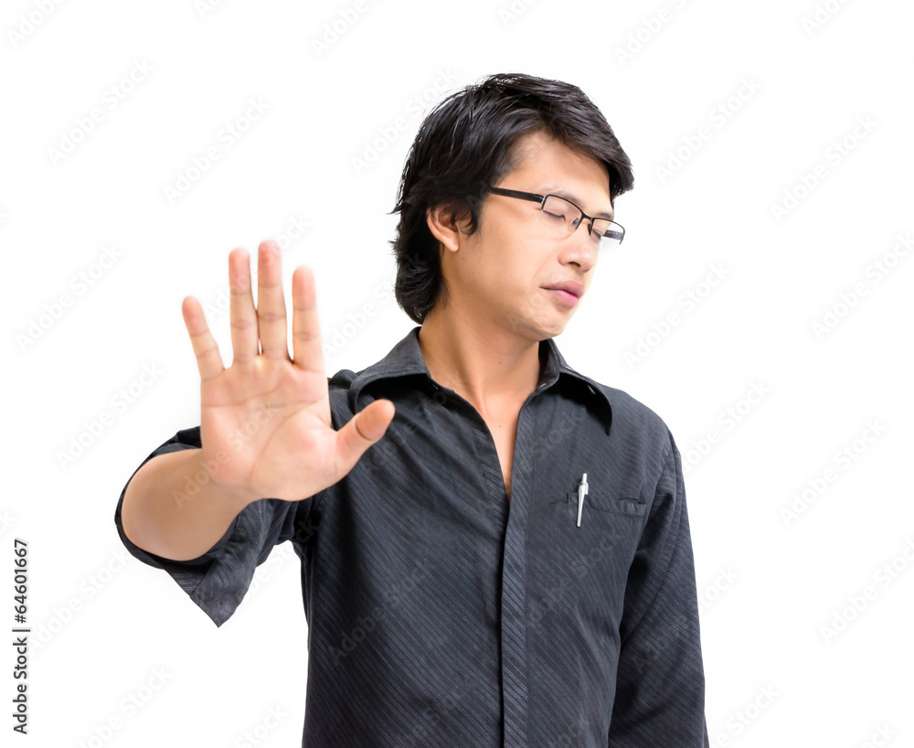 Asian business man say no Asian business man say no