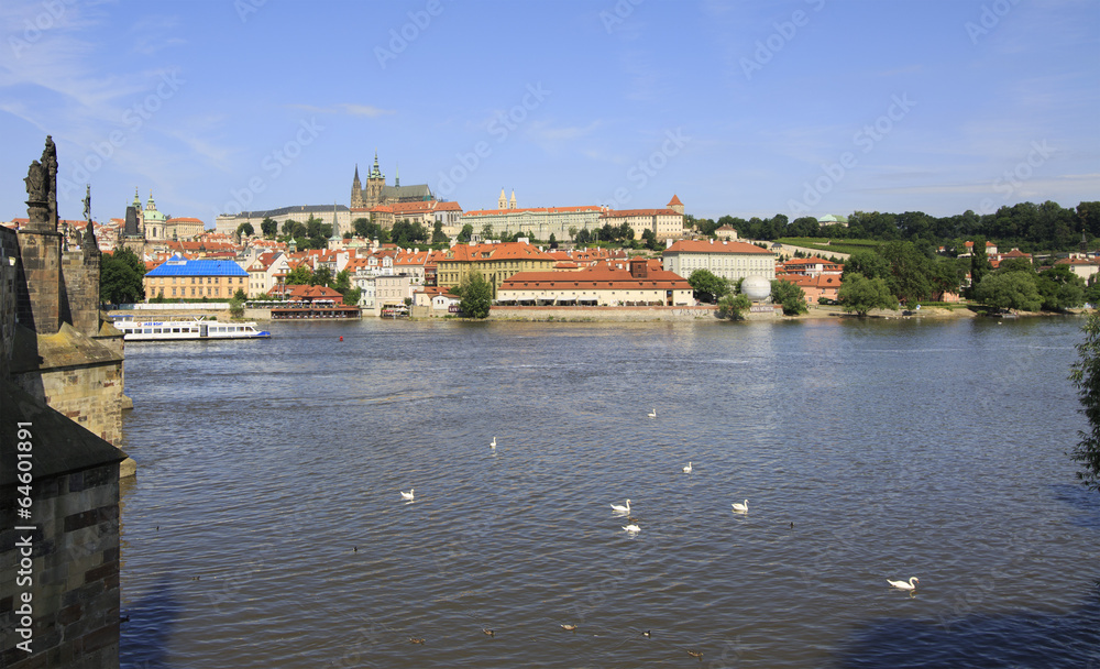 Prague Castle and  river Vltava.