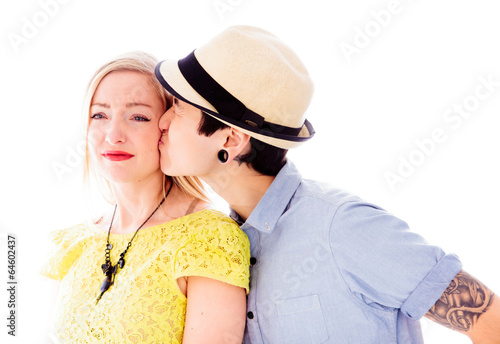 Konstfotografi Lesbian couple kissing
