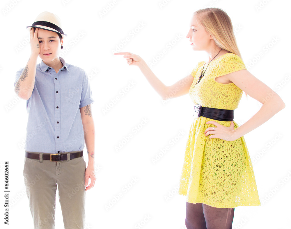 Woman blaming her friend Woman blaming her friend