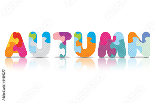 Vector AUTUMN written with alphabet puzzle