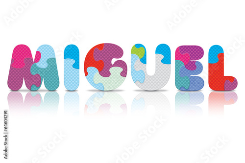 Vector MIGUEL written with alphabet puzzle
