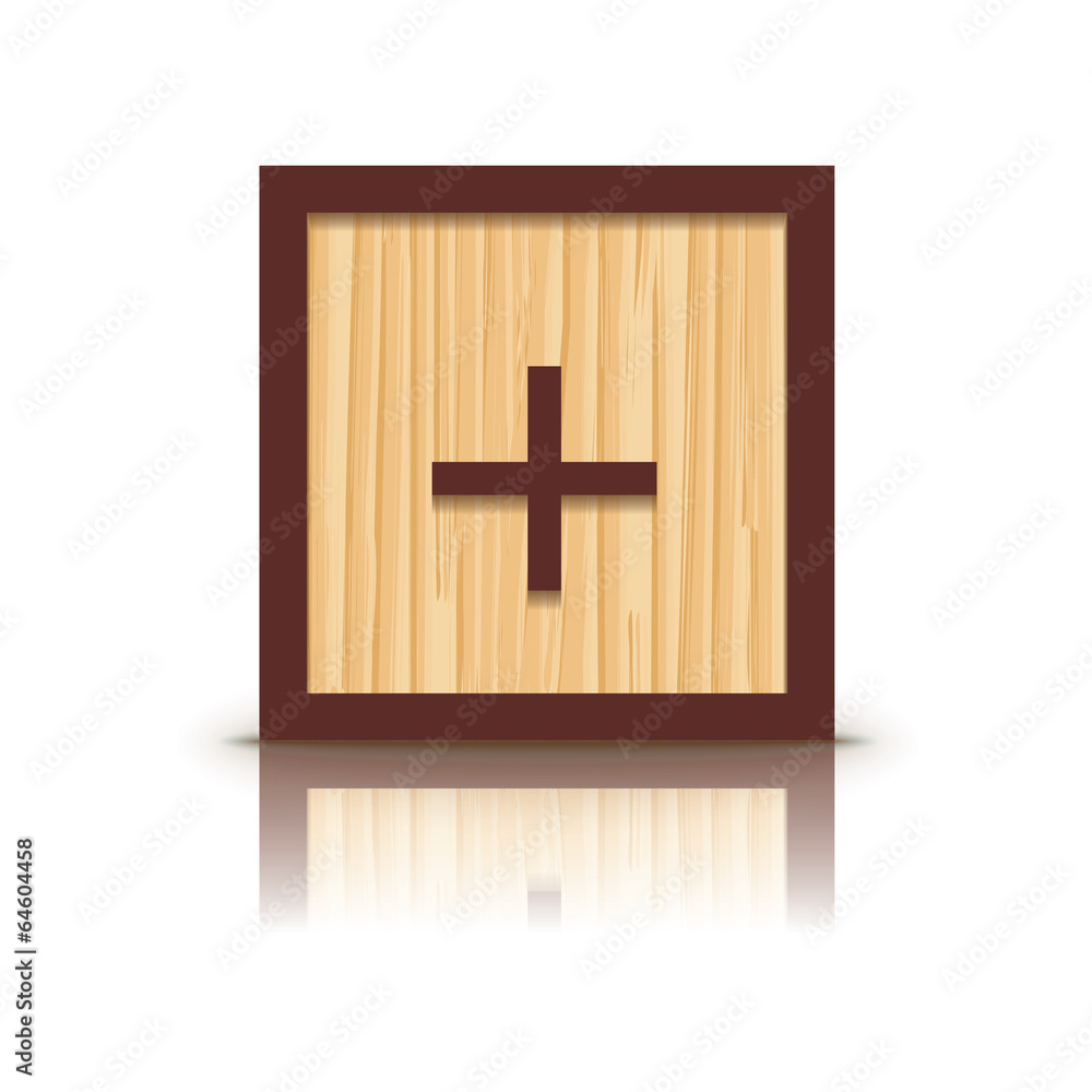 Obraz premium Vector positive sign wooden alphabet block