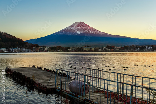 Mt. Fuji in at Lake Kawaguchiko in Japan