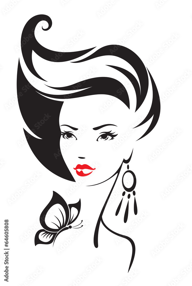 Black and white illustration of elegant woman Black and white illustration of elegant woman