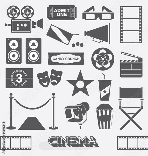 Vector Set: Cinema and Movie Icons and Elements