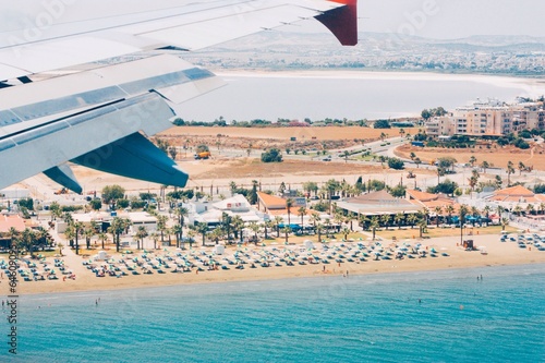 Larnaca Salt lake and hotels plane view photo