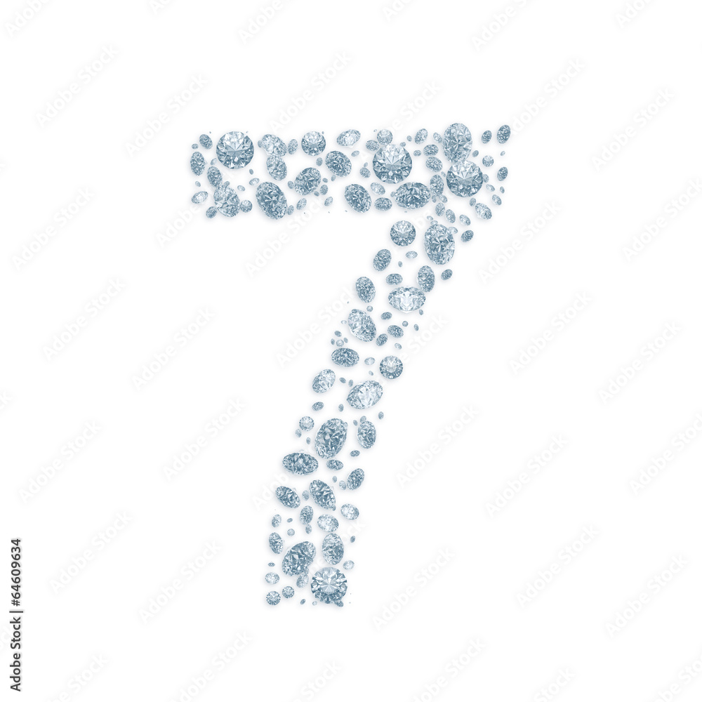Diamond number isolated on white with clipping path
