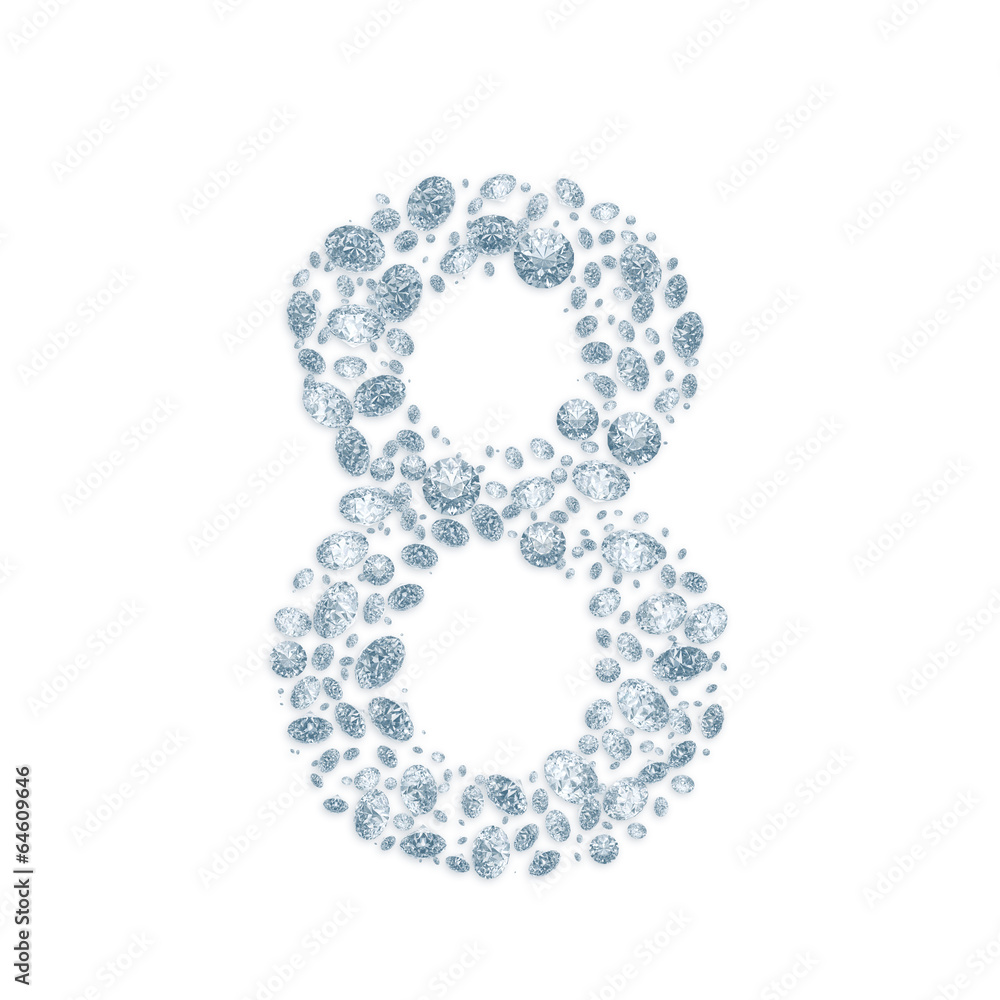 Diamond number isolated on white with clipping path Diamond number isolated on white with clipping path