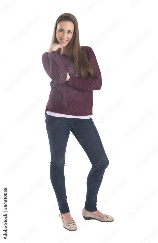 Confident Woman With Hand On Chin Confident Woman With Hand On Chin