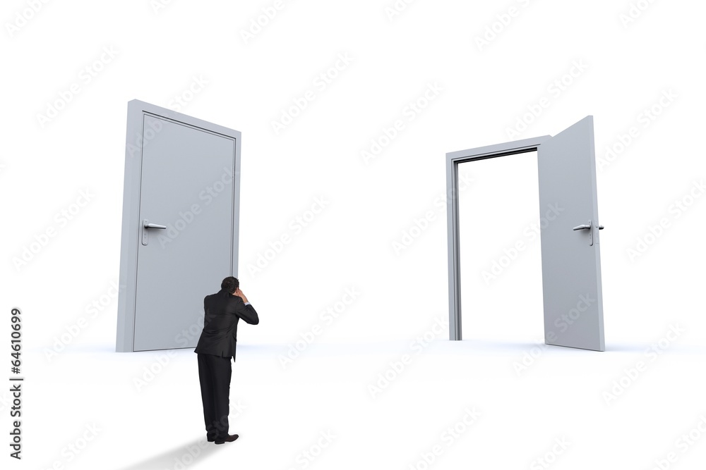 Fototapeta premium Composite image of shouting businessman