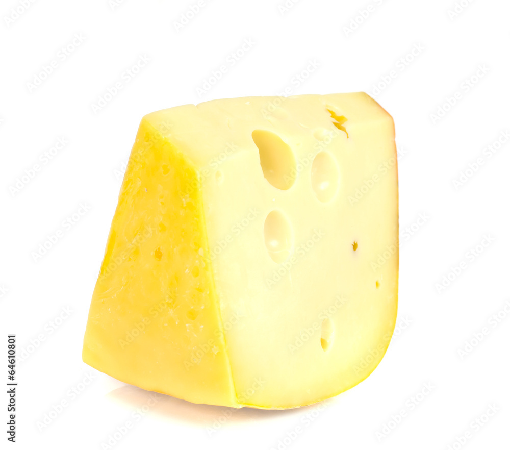 Swiss cheese isolated on white background