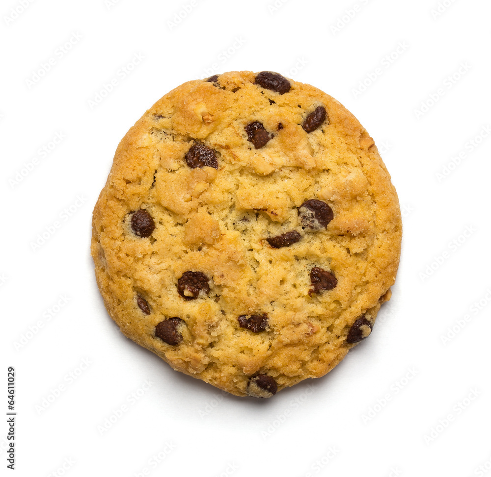 Chocolate chip cookie isolated on white background Chocolate chip cookie isolated on white background