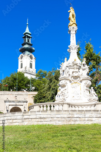 the plague column and castle in Nitra, Slovakia