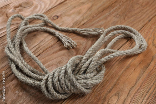 Ropes on a wooden background
