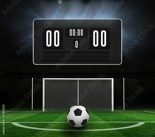 Black scoreboard with no score and football