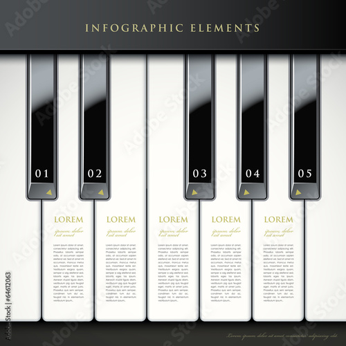 3d piano keys infographic elements