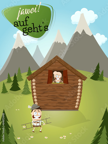bayern fensterln lederhose dirndl hütte