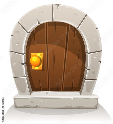 Cartoon Wooden And Stone Hobbit Door