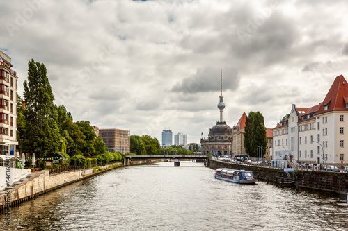 View on River Spree Embankment and Berlin TV Tower, Germany © anshar73