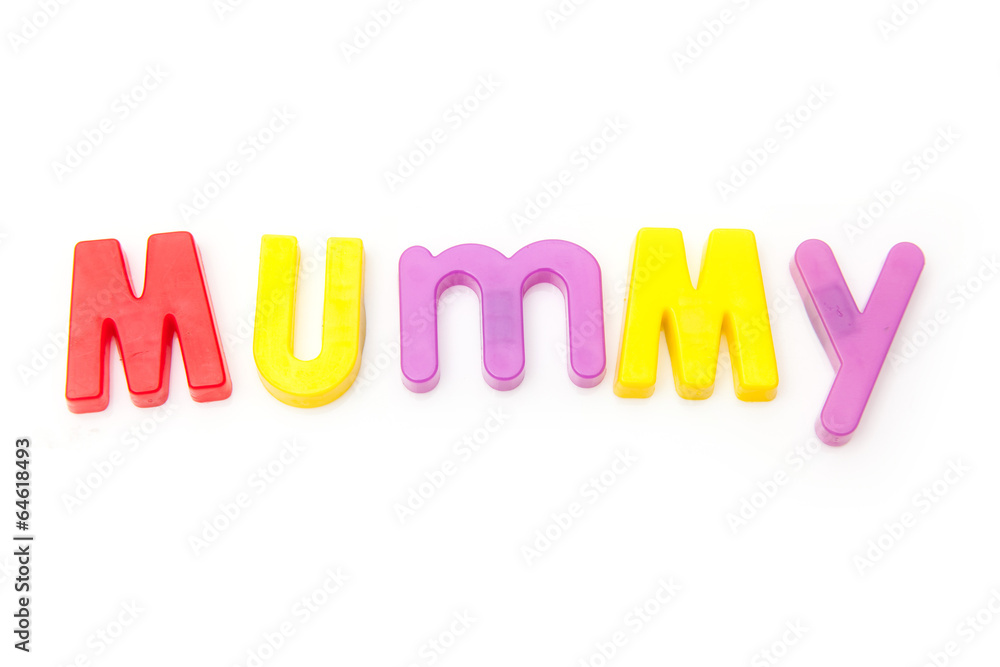 Mummy written in magnetic letters