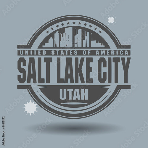 Stamp or label with text Salt Lake City, Utah inside