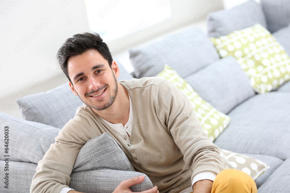 Portrait of young man relaxing at home Portrait of young man relaxing at home