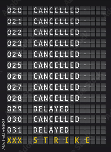 Flight information on airport during a strike, vector