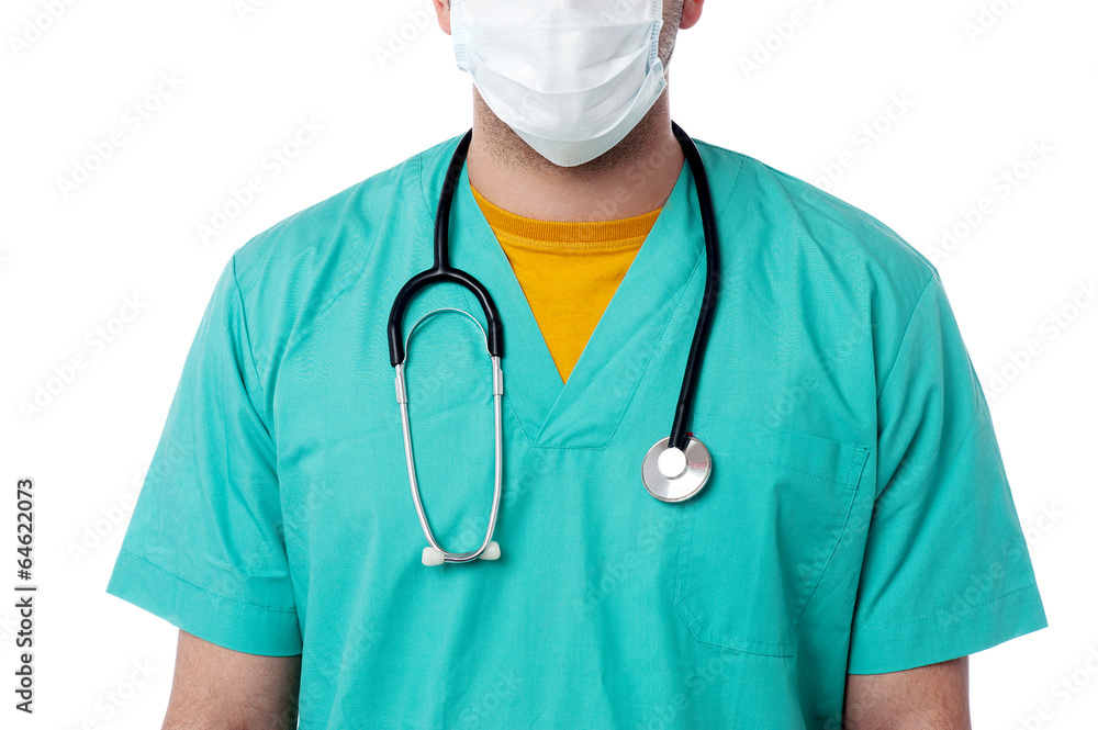 Close-up of doctor with stethoscope Close-up of doctor with stethoscope