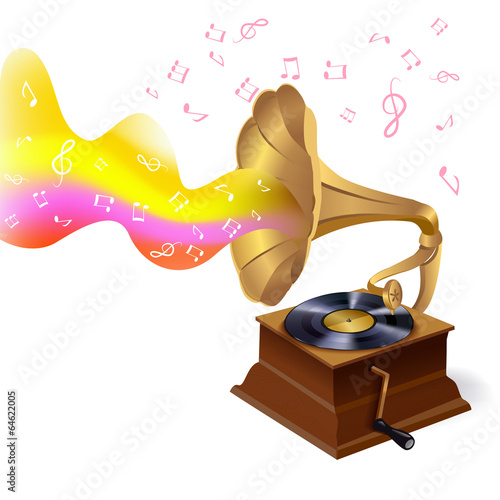 Music background with gramophone