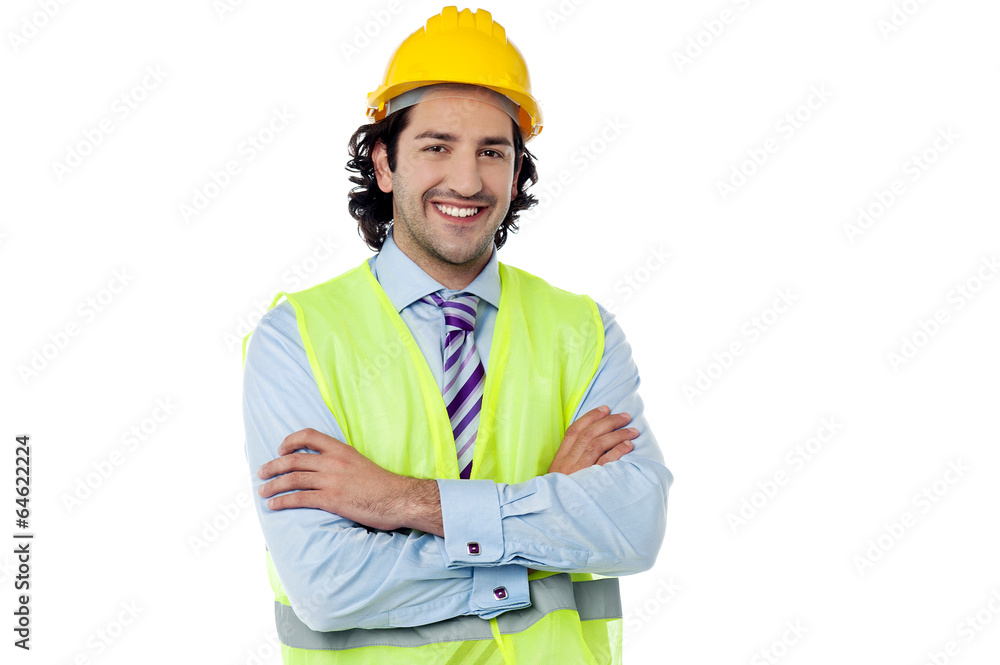 Confident engineer with hard hat Confident engineer with hard hat