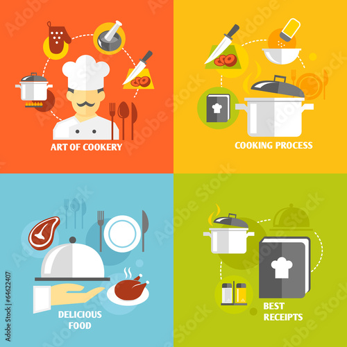 Cooking icons flat