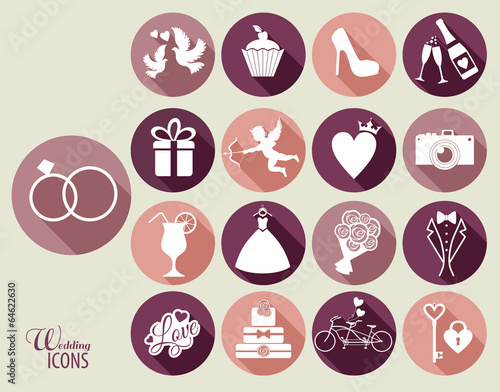 Wedding icon flat design icons