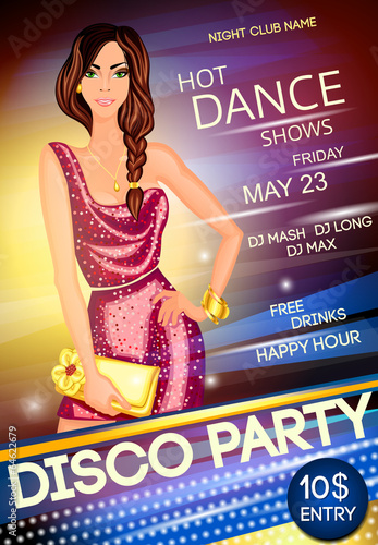 Night club disco party poster