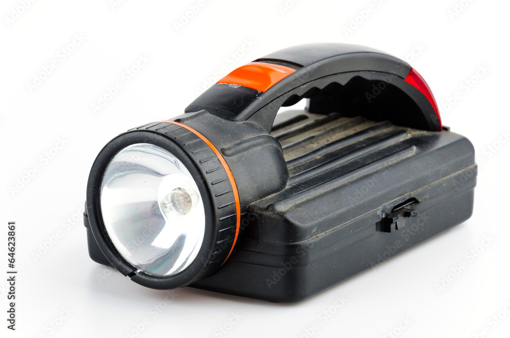 Black flashlight isolated on white background Black flashlight isolated on white background