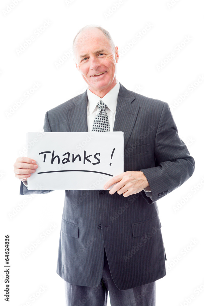 Businessman holding a message board with the text words Businessman holding a message board with the text words