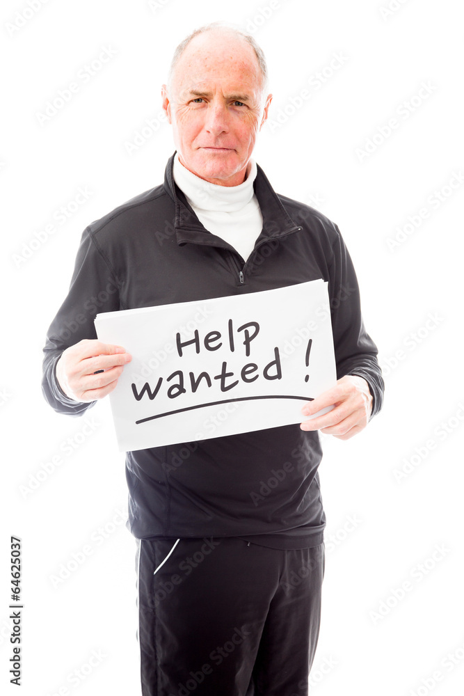 Senior man holding a message board with the text words Senior man holding a message board with the text words