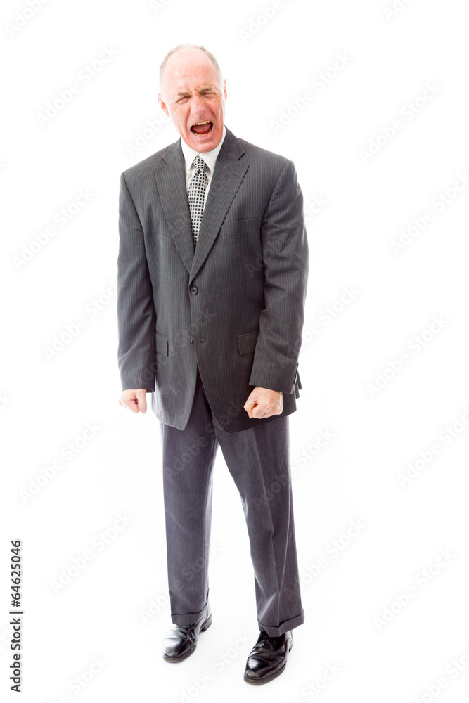 Businessman screaming in frustration isolated on white backgroun Businessman screaming in frustration isolated on white backgroun