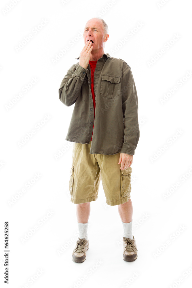Senior man yawning Senior man yawning