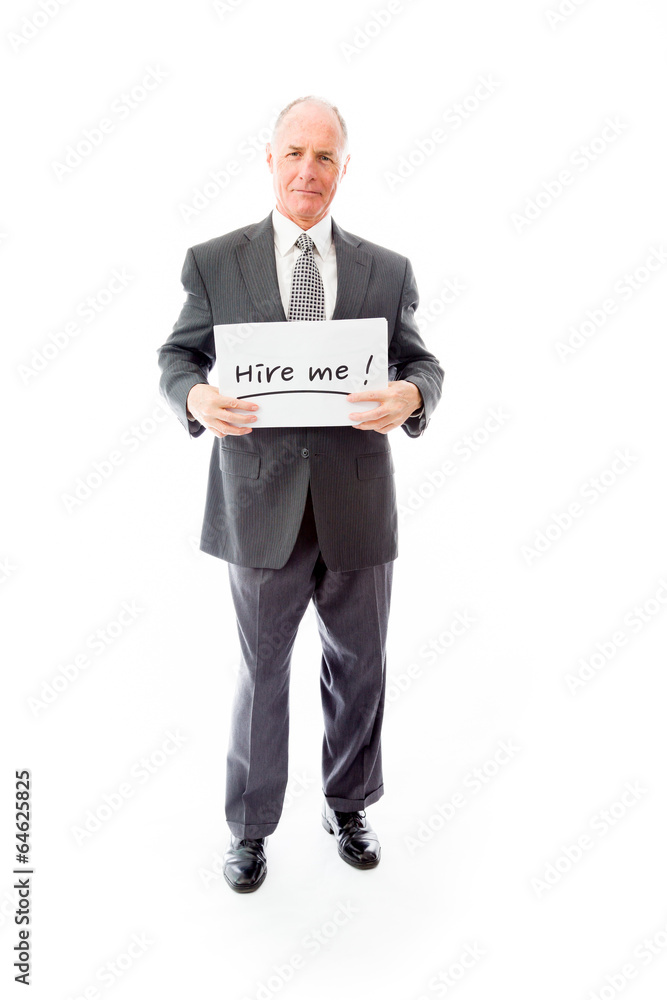 Businessman holding a message board with the text words Businessman holding a message board with the text words