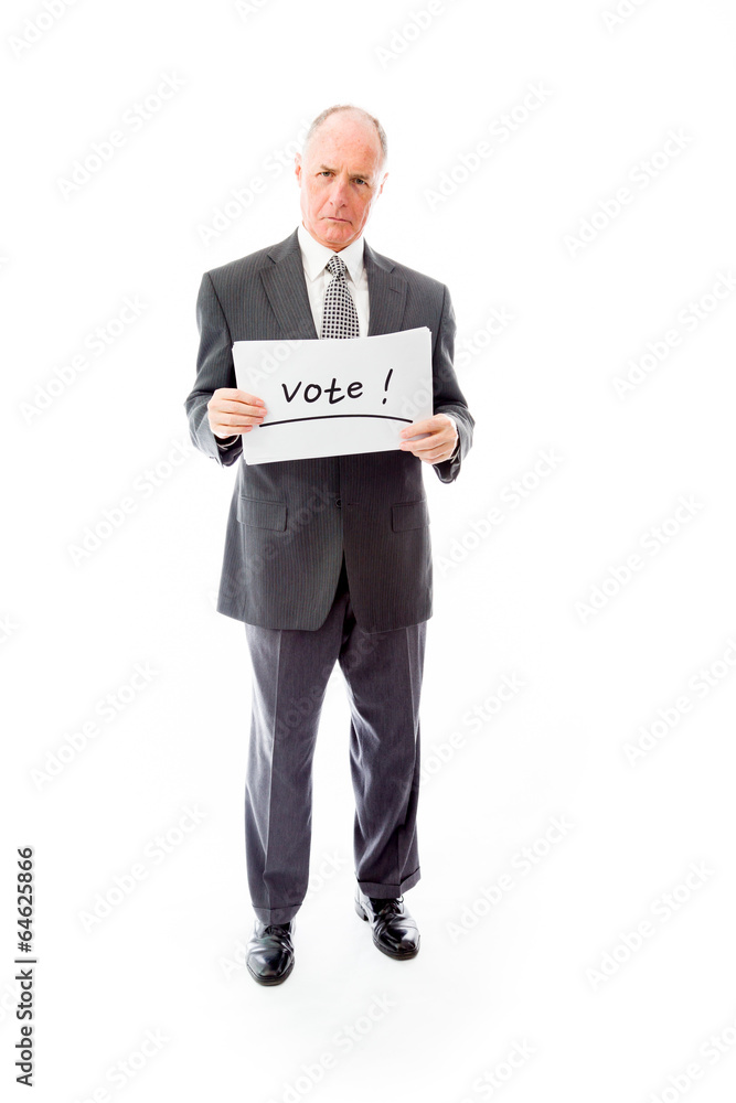 Businessman holding a message board with the text words Businessman holding a message board with the text words