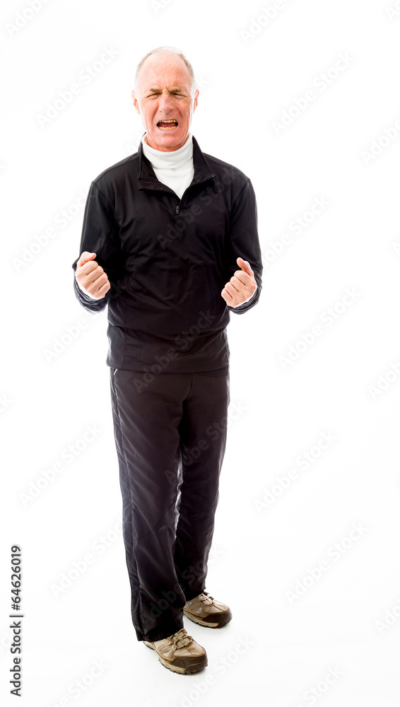 Senior man shouting in frustration Senior man shouting in frustration