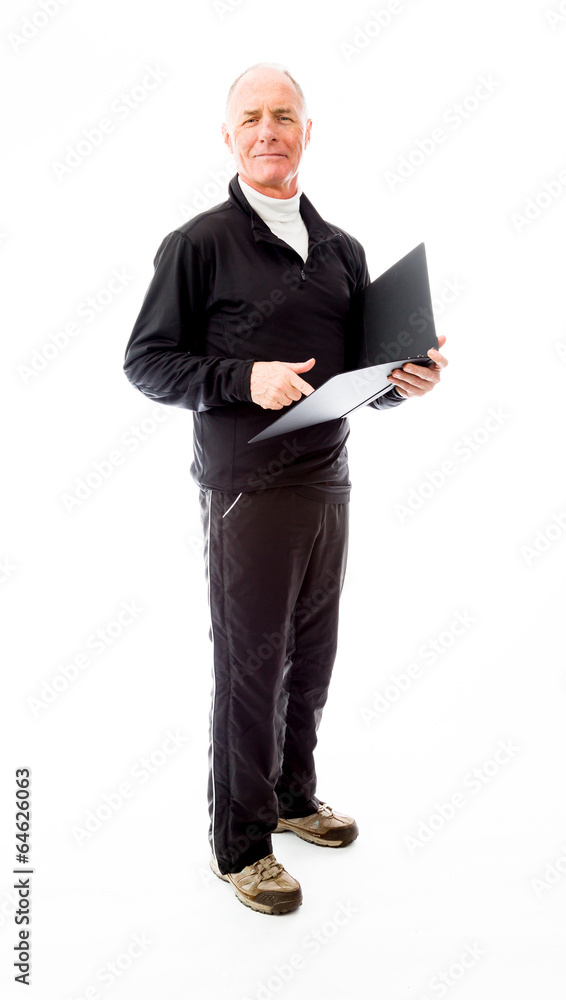 Senior man examining a file Senior man examining a file
