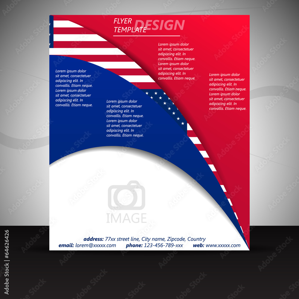 Business flyer template or corporate banner with USA flag