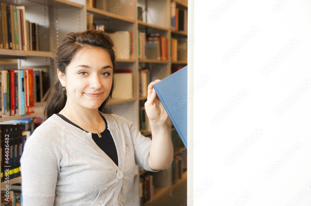girl in a library
