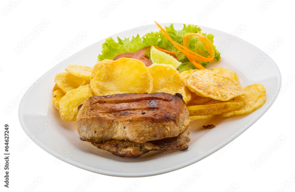 Grilled pork with potato