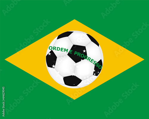 flag of Brazil with a picture of a soccer ball